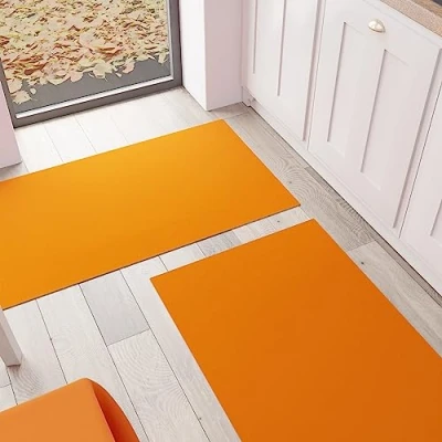Afbeelding van PETTI Artigiani Italiani Keukentapijt, keukenloper, wasbaar, antislip, eenkleurig, 52 x 380 cm, oranje, 100% Made in Italy