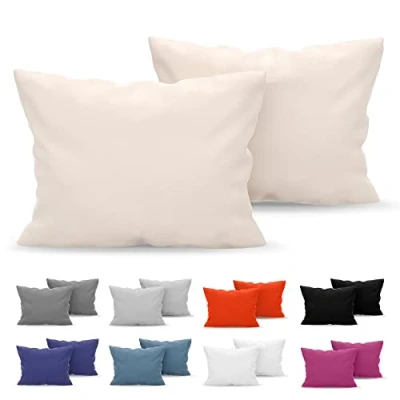 Afbeelding van Kussensloop (set van 2) voor kussens 40 x 60 cm beige microvezel kussenslopen (100% polyester), zeer zachte hoofdkussenslopen