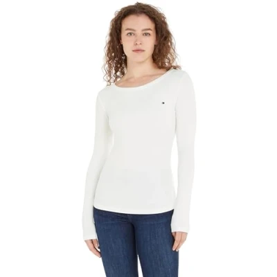 Afbeelding van Tommy Hilfiger SLIM Longsleeve, Dames, Maat: XXS, Ecru