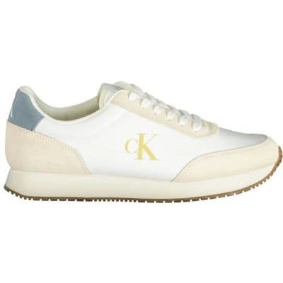 Afbeelding van CK JEANS Heren Retro Runner Iconic SNK YM0YM01119 Sneakers, wit (helder wit/crèmewit/lood), 10.5 UK, helder romig lood, 43 EU