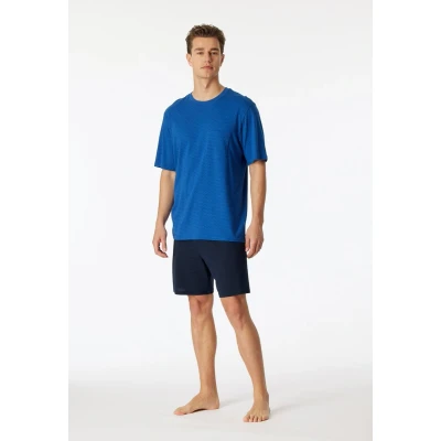 Afbeelding van Schiesser Rundhals Comfort Essentials SET Pyjama, Heren, Maat: 56, Indigo