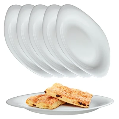 Afbeelding van KADAX Witte dessertborden, vaatwasmachinebestendige bordenset, taartborden van versterkt glas, moderne ontbijtborden, dinerborden voor cake (wit / 6 stuks)