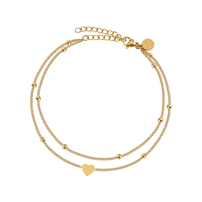 Afbeelding van Enkelbandje Hart voor Dames in Goud Waterdicht I Meerrijig Verstelbaar Filigraan Stainless Steel Enkel Sieraden