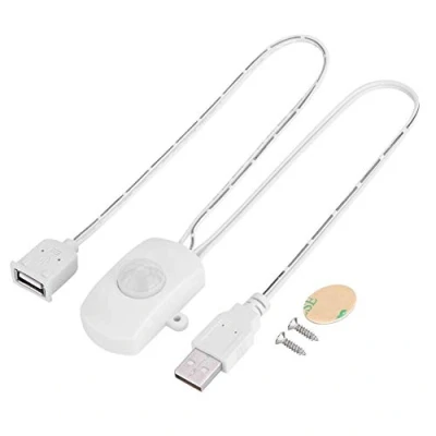 Afbeelding van Tosuny PIR bewegingsmelder schakelaar, 2A DC 5 24V LED licht lamp detector automatische USB interface, 120 graden detectiehoek (wit)