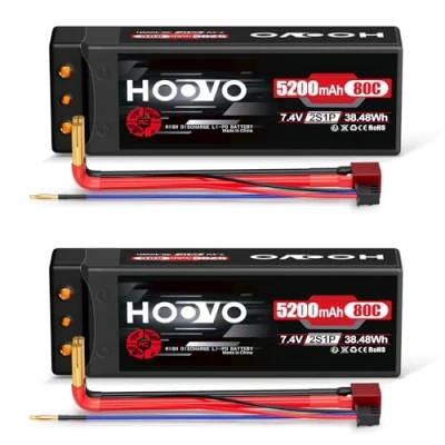 Afbeelding van HOOVO 2S LiPo accu 7,4 V 80 C 5200 mAh RC batterij harde schaal met Deans T stekker voor Auto Boot Truck Truggy Hobby (2 verpakkingen)