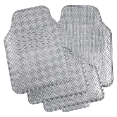 Afbeelding van WOLTU Universele automatten voor auto&#039;s, antislip, pvc, aluminium look, 4 delige set, antraciet