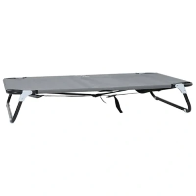 Afbeelding van vidaXL Inklapbaar Hondenbed Lichtgrijs Metalen Frame, Stofbed
