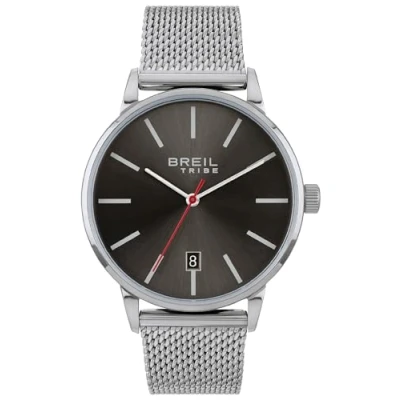 Afbeelding van Breil Heren Avery horloge collectie monokleur pistool wijzerplaat 3 wijzers Quartz uurwerk en staal MESH EW0516, Zilver pistool, Eén maat, Armband