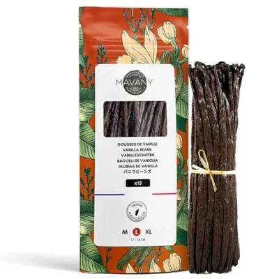 Afbeelding van Mavany 15 Bourbon Grand Cru vanilleteentjes uit Madagaskar keuze in gourmetkwaliteit voor bakken/koken groot formaat 17 tot 18 cm