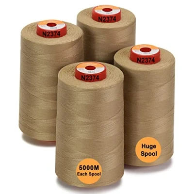 Afbeelding van New brothread 28 Opties 4 Grote Kegels van 5000m polyester naaigaren voor alle doeleinden 40S/2 (Tex27) naaien, quilten, patchwork, serger en overlock Beige