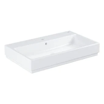 Afbeelding van Grohe Cube Keramiek opzetwastafel 80x49 kraangat en overliterpureguard Wit