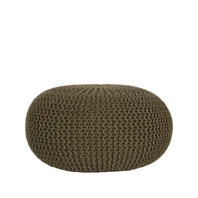 Afbeelding van LABEL51 Poef Knitted Army green Katoen L Majorr