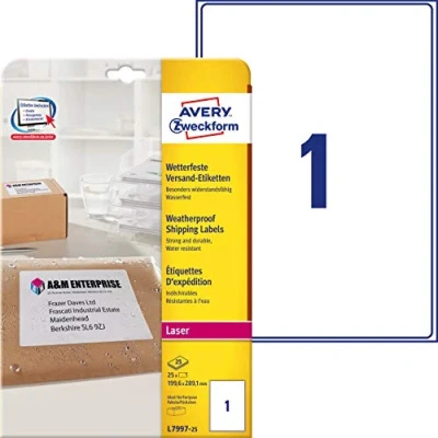 Afbeelding van Avery Zweckform L7970 25 diepvriesetiketten Stuk, 199,6 x 289,1 mm wit