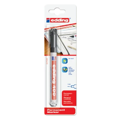 Afbeelding van Viltstift edding 400 rond 1mm zwart blister à 1 stuk