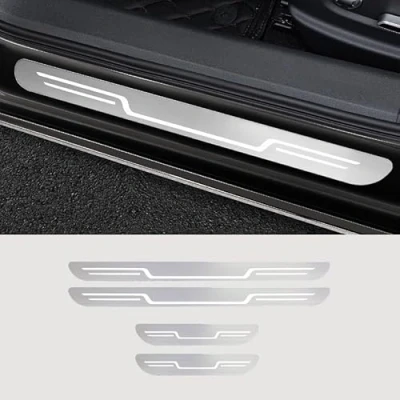 Afbeelding van 4 Stks Auto Buitendorpel Kick Platen Protector Accessoires voor Lynk&amp;Co 01 CX11 2017 2018 2019 2020 2021 2022 2023, Rvs Schopplaten Instaplijsten Scuff Plate,Silver