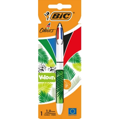 Afbeelding van Bic 4 Colours Velours, balpen, 0,32 mm, klassieke inktkleuren, versc