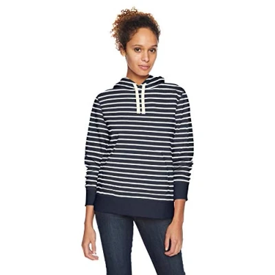 Afbeelding van Amazon Essentials Women&#039;s Fleecetrui met capuchon (verkrijgbaar in grote maten), Marineblauw Streep, XL
