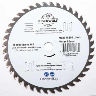 Afbeelding van 160 x 16 mm premium zaagblad, cirkelzaagblad voor hout met 40 gekantelde TCT tanden en lasercuts geluidsreductie