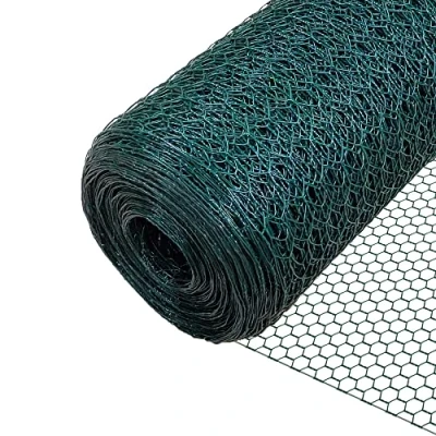 Afbeelding van VOUNOT Draadomheining Zeshoekig, Konijnengaas Kippengaas, Maaswijdte 25 mm, Hoogte 100 cm, Lengte 50 m, PVC gecoat Groen