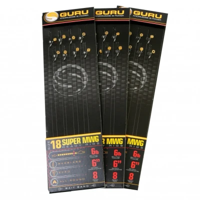 Afbeelding van Guru Super MWG Ready Rigs Bait Band Barbless 6&quot; Onderlijnen (15cm) Size 18 0.15mm