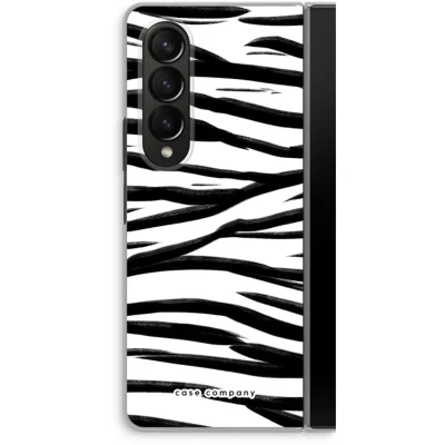 Afbeelding van Case Company® hoesje geschikt voor Samsung Galaxy Z Fold4 Zebra pattern Soft Cover Telefoonhoesje Bescherming aan alle Kanten en Schermrand