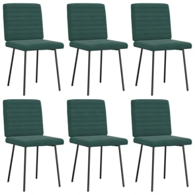 Afbeelding van vidaXL Eetkamerstoelen 6 st fluweel donkergroen