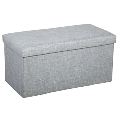 Afbeelding van Atmosphera Poef/hocker/voetenbankje opbergbox lichtgrijs PO/MDF 76 x 38 cm Poefs