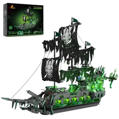 Afbeelding van JMBricklayer piratenschip bouwstenen, 40001 Flying Dutchman klembouwstenen, zeilschip modelbouwset, schip speelgoed, cadeaus voor volwassenen en jongens