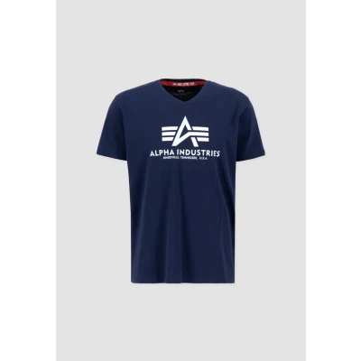 Afbeelding van Alpha Industries Vneck Tshirt print, Heren, Maat: 3XL, Ultra navy