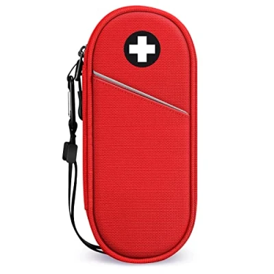 Afbeelding van SITHON EpiPen Medische Draagtas Geïsoleerd, Reismedicatie Organizer Tas Noodzaak voor 2 EpiPens, Astma inhalator, Anti histamine, Auvi Q, Allergiemedicijn Essentials, (Rood)