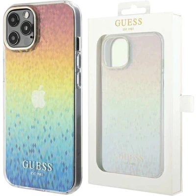 Afbeelding van Guess IML Faceted Mirror Disco Iridescent Back Case Geschikt voor Apple iPhone 12/12 Pro (6.1&quot;) Rainbow