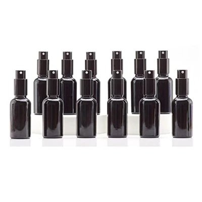 Afbeelding van Yizhao Zwart Glass Spray Bottle 30ml, met Kleine Fijne Nevelspray, Metalen Dop, Navulbaar voor Essentiële Olie, Reizen, Schoonmaken, Parfum, Aromatherapie, Make up 18 Stuks