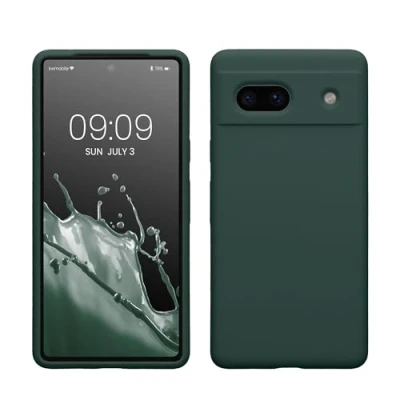 Afbeelding van kwmobile telefoonhoesje geschikt voor Google Pixel 7a Hoesje met siliconen coating Smartphone case in blauwgroen