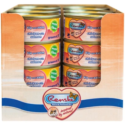 Afbeelding van 24x Renske Kattenvoer Vezel Kip Zalm 70 gr