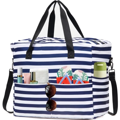Afbeelding van Ibenzoa® Ruime XXL Strandtas met Meerdere Vakken en Ritssluiting voor Dames Gezinnen