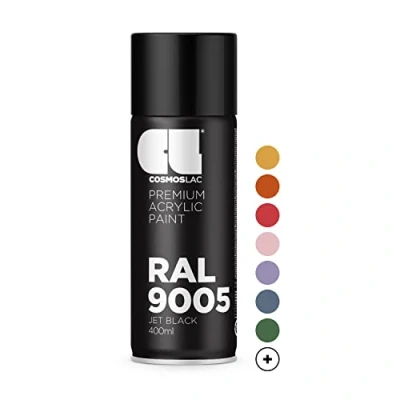 Afbeelding van CL COSMOS LAC Spuitverf in zwart, glanzend, acryllak spuitbus voor doe het zelfprojecten, kunststof, metaal en meer, 400 ml (RAL 9005 glanzend)