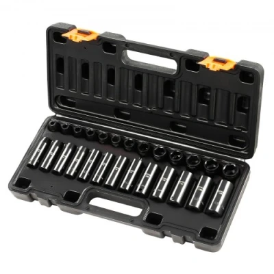 Afbeelding van VEVOR slagdoppenset 3/8&quot; 26 delige slagdoppen diepe/standaard doppen 6 punts zware constructie Cr V doppenset metrisch