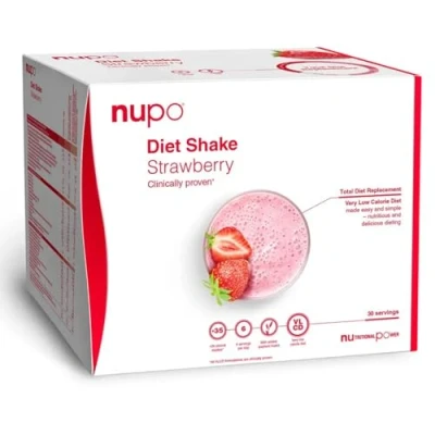 Afbeelding van Nupo Diet shake Aardbei Premium dieet om af te vallen, complete maaltijdvervanger 30 porties, glutenvrij, GMO vrij