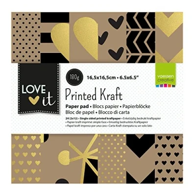 Afbeelding van Kraftpapier Print Enkelzijdig 6,5x6,5&quot; Love It 12 stuks