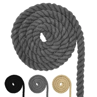 Afbeelding van katoenen koord, grijs macramégaren, vele maten, touw voor doe het zelf knutselwerk, geschenken (grijs, 20 mm, 5 m)