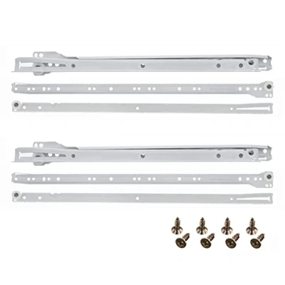 Afbeelding van HELPMATE Rolgeleiding, 500 mm, 2 paar, set van 4, rails, ladegeleiders, railsysteem, lade, gedeeltelijk uittrekbaar, wit, incl. bevestigingsmateriaal