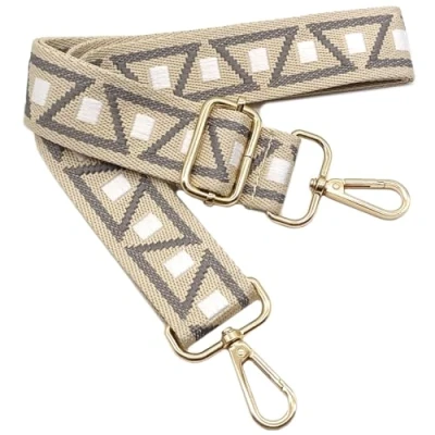 Afbeelding van Gekleurde schouderriem voor damestassen, brede tasriem, grijs wit, verstelbare met gouden karabijnhaak, duurzaam crossbody tas, handtas, doe het zelf schouderaccessoires