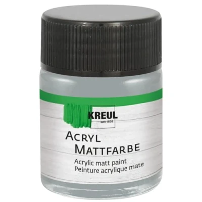Afbeelding van KREUL 75527 Matte acrylverf, blauwgrijs in een potje van 50 ml, romig dekkende, sneldrogende verf op waterbasis, geschikt voor vele verschillende ondergronden