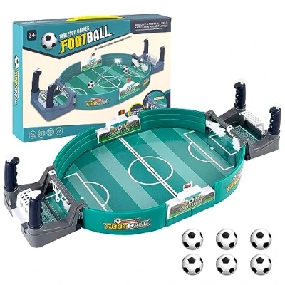 Afbeelding van Interactief tafelvoetbalspel, mini tafelvoetbalspel met 6 voetballen, tafelvoetbal, kinderen, desktop, speelgoed, tafel, voetbalkit, speler, party, tafelvoetbalset voor kinderen en volwassenen
