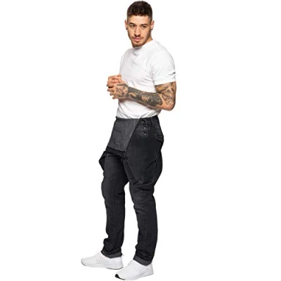 Afbeelding van 989Zé ENZO Heren Denim Jeans EZD390 Designer Katoen Tuinbroek Overalls Heavy Duty Taille Maten 30 50, Zwart, 30W / 32L