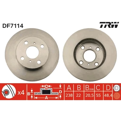 Afbeelding van Trw Remschijf DF7114