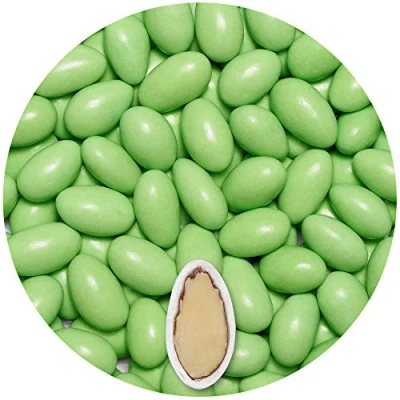 Afbeelding van EinsSein 0,5kg Suiker amandelen bruiloft Colorato lichtgroen glans suikerbonen wit bruitssuiker dragees confetti kleuren pure omhuld coating suikerlaagje boontjes geboorte communie candy bar candybar