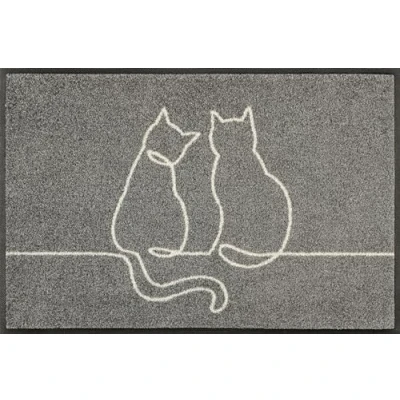 Afbeelding van wash+dry Deurmat, Lovetails 50x75cm, binnen en buiten, wasbaar, grijs