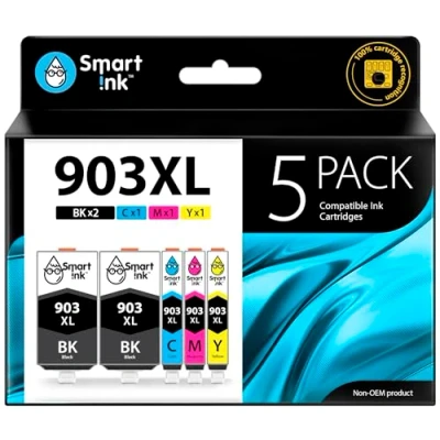 Afbeelding van Smart Ink Compatibele inktcartridge vervanging voor HP 903 903XL High Yield 5 Multipack (2 zwart XL &amp; C/M/Y) met geavanceerde chiptechnologie gebruik Officejet 6950 Pro 6960 6970