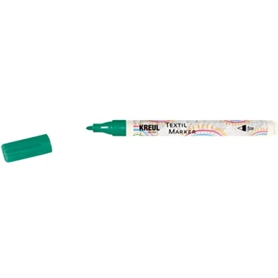 Afbeelding van KREUL 90666 Textielmarker fijn, groen, lijndikte ca. 1 tot 2 mm, textielverfstift voor lichte stoffen &amp; textiel, wasvast na fixatie